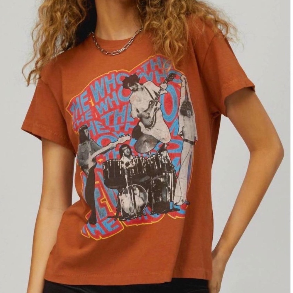 Daydreamer The Who On Repeat Tour Tee Graphic T-Shirt Rust Band Tee - XSmall